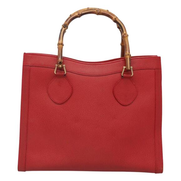 GUCCI Bamboo Hand Bag Leather Red Gold 002 2853 0260 0 - Picture 2 of 16